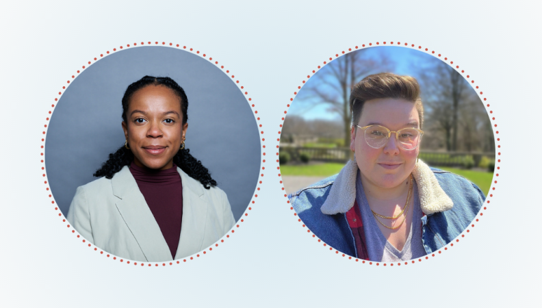 headshots of newest IPMF staff: Lorraine and Melissa 