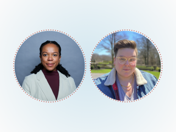 headshots of newest IPMF staff: Lorraine and Melissa